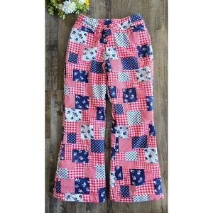 Vintage 70s JcPenney Foremost Patchwork Flare Snow Pants Floral Gingham Retro 24